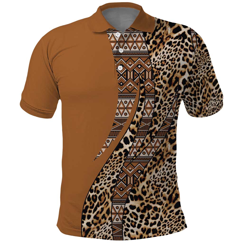 Afro Leopard Mix Native Tribal Pattern Polo Shirt