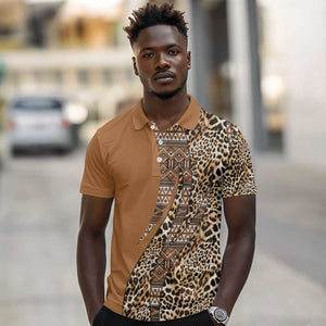 Afro Leopard Mix Native Tribal Pattern Polo Shirt