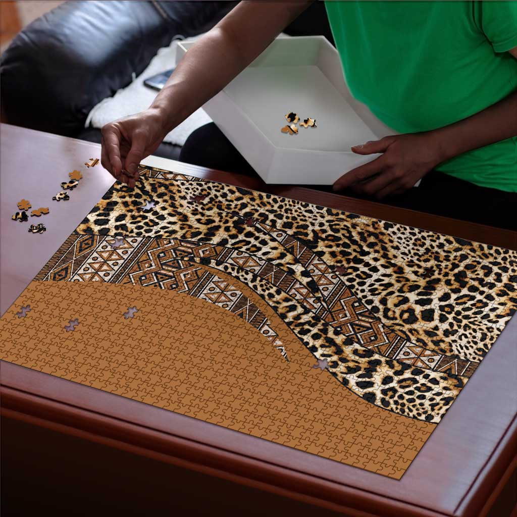 Africa Leopard Mix Native Tribal Pattern Puzzle