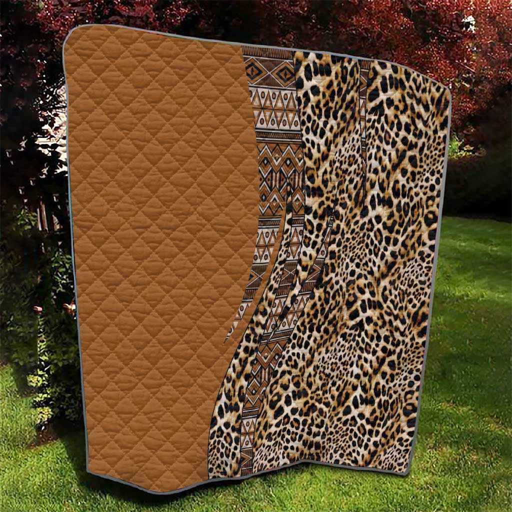 Afro Leopard Mix Native Tribal Pattern Quilt