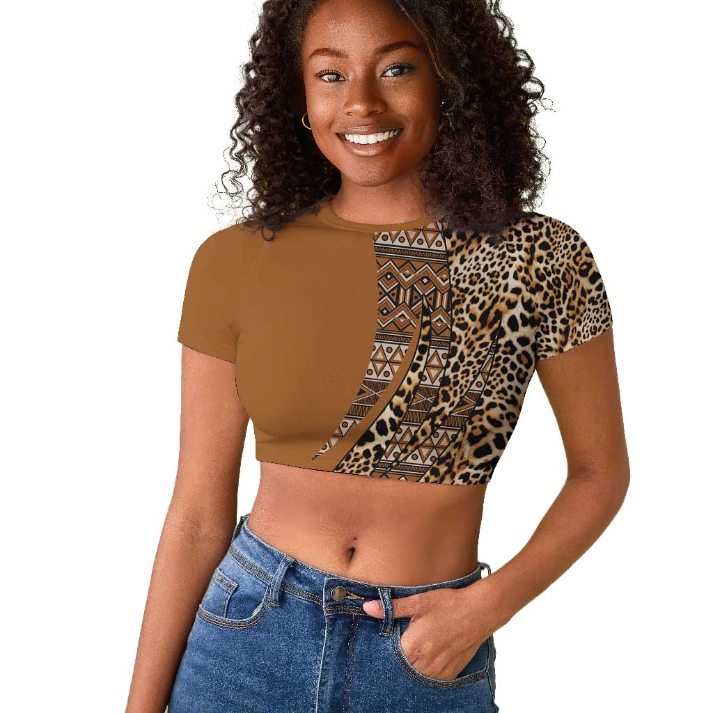 Afro Leopard Mix Native Tribal Pattern Raglan Cropped T shirt