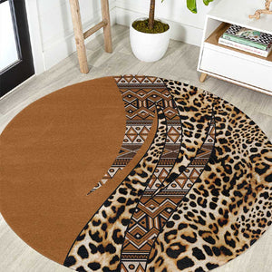 Afro Leopard Mix Native Tribal Pattern Round Carpet