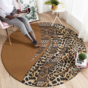 Afro Leopard Mix Native Tribal Pattern Round Carpet