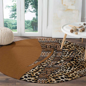 Afro Leopard Mix Native Tribal Pattern Round Carpet