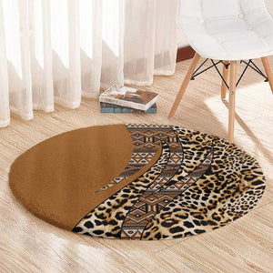 Afro Leopard Mix Native Tribal Pattern Round Carpet