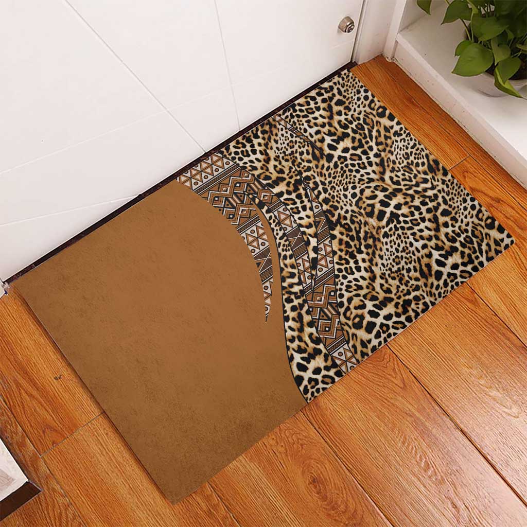 Afro Leopard Mix Native Tribal Pattern Rubber Doormat