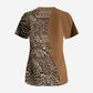 Africa Leopard Mix Native Tribal Pattern Scrub Top
