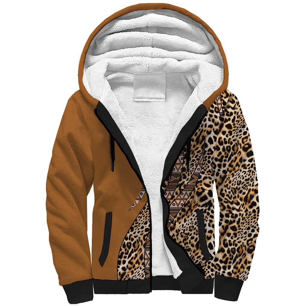 Afro Leopard Mix Native Tribal Pattern Sherpa Hoodie