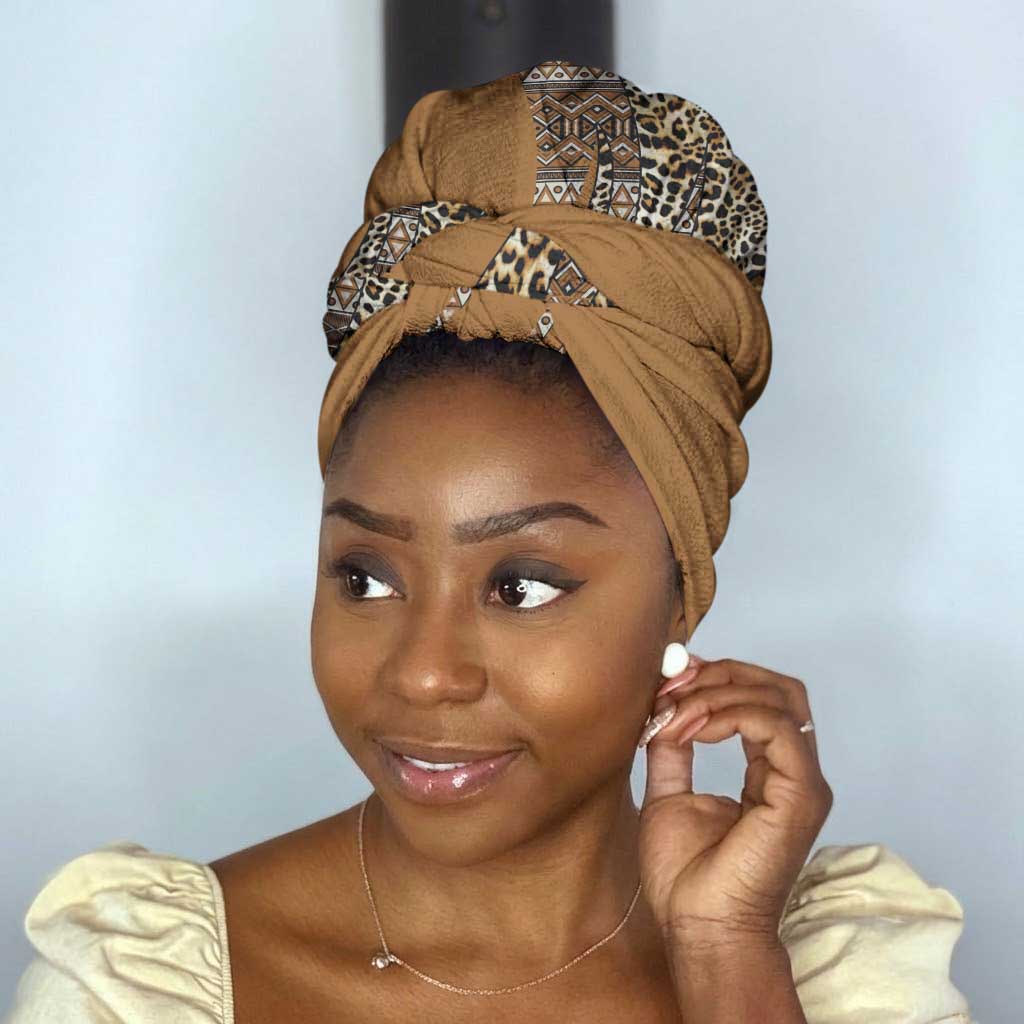 Africa Leopard Mix Native Tribal Pattern Simple Headwrap