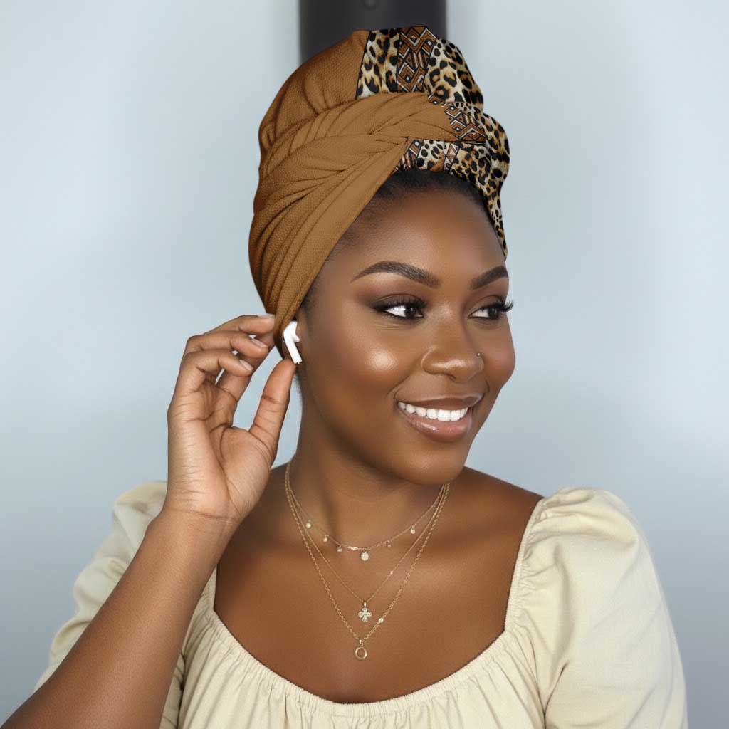Africa Leopard Mix Native Tribal Pattern Simple Headwrap