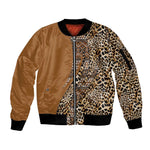 Afro Leopard Mix Native Tribal Pattern Sleeve Zip Bomber Jacket