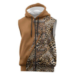 Afro Leopard Mix Native Tribal Pattern Sleeveless Zip Hoodie - African Pride