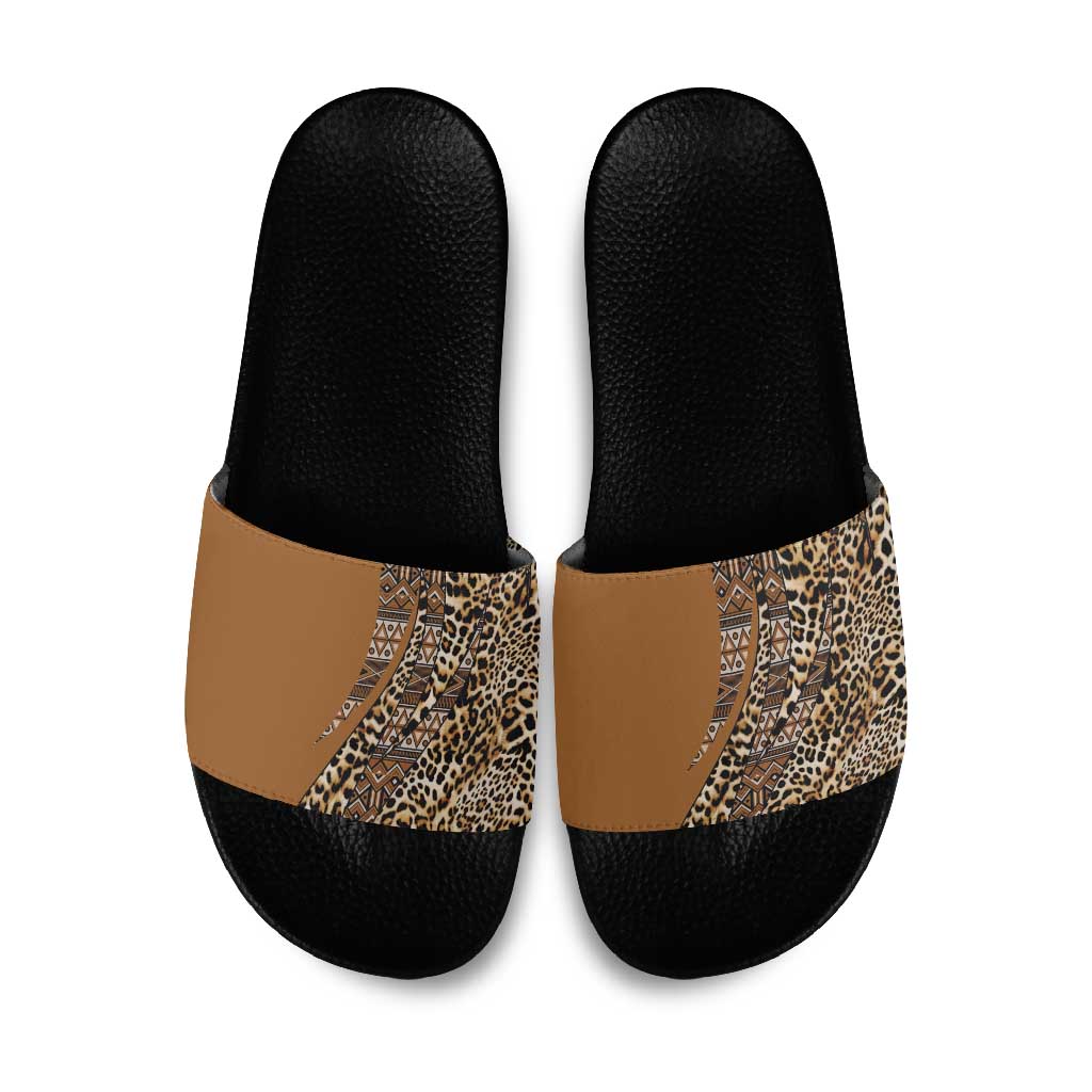 Africa Leopard Mix Native Tribal Pattern Slide Sandals