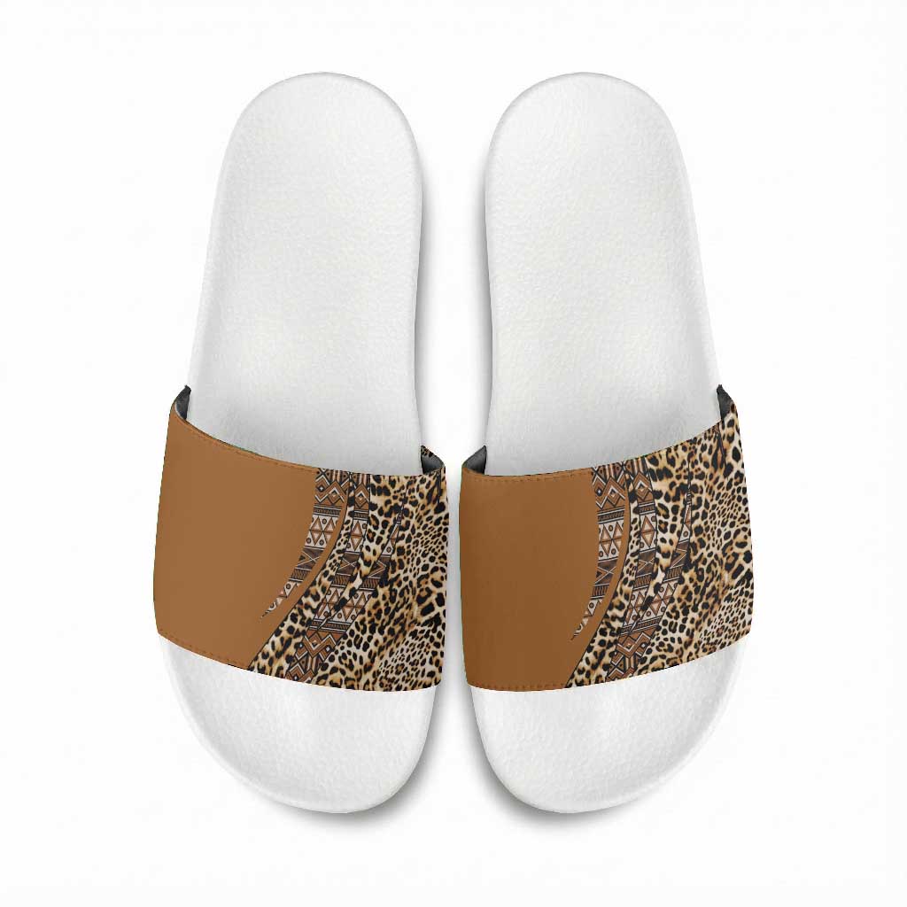 Africa Leopard Mix Native Tribal Pattern Slide Sandals