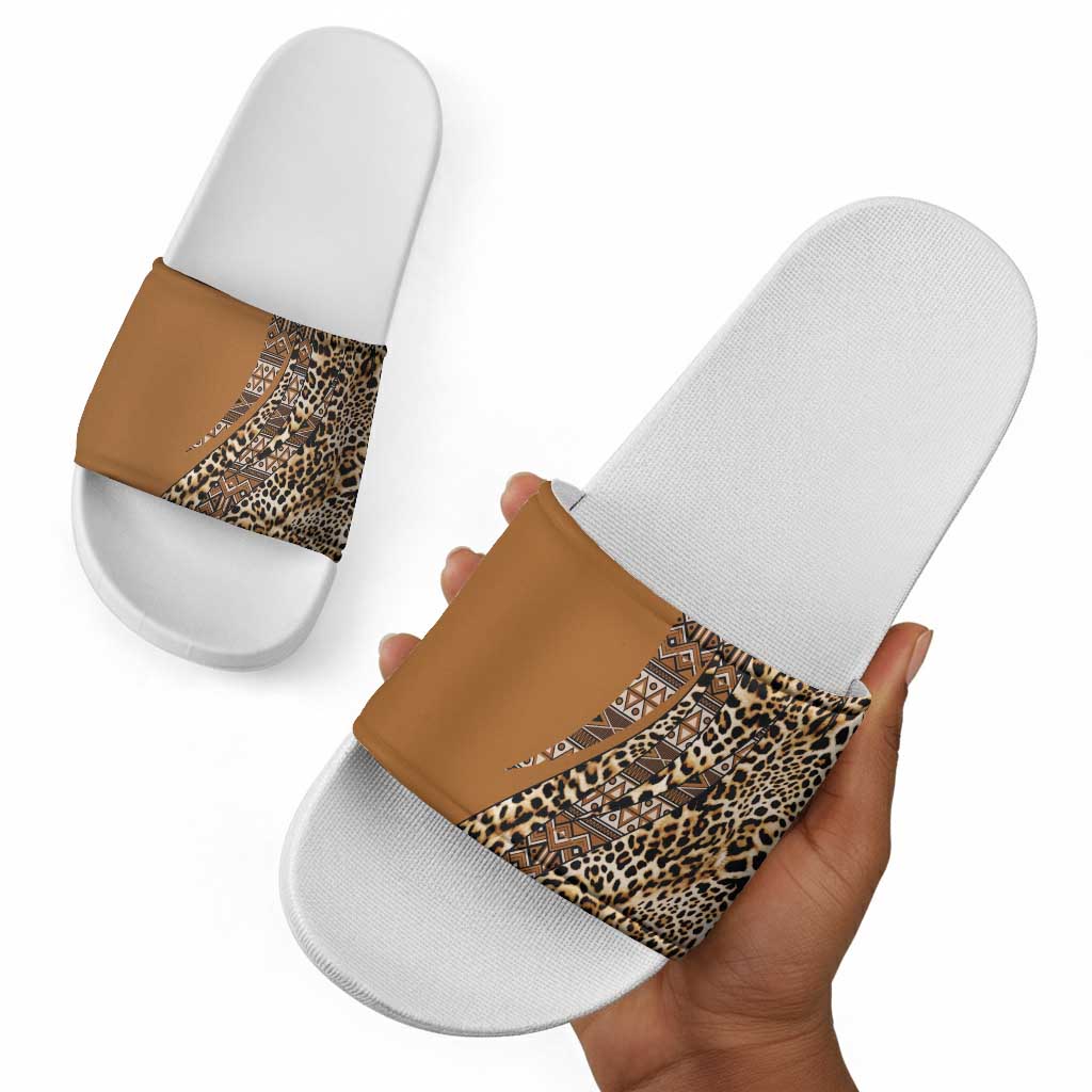 Africa Leopard Mix Native Tribal Pattern Slide Sandals