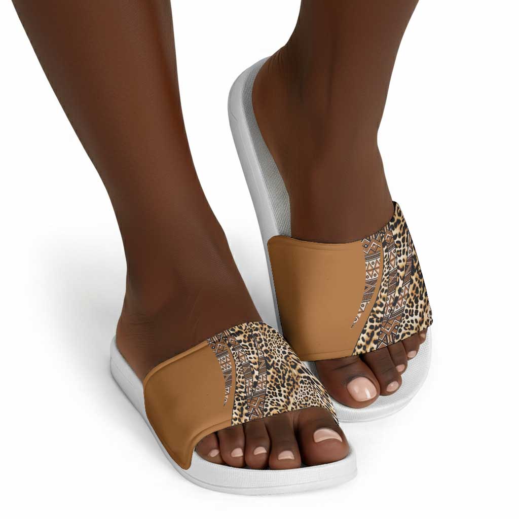 Africa Leopard Mix Native Tribal Pattern Slide Sandals