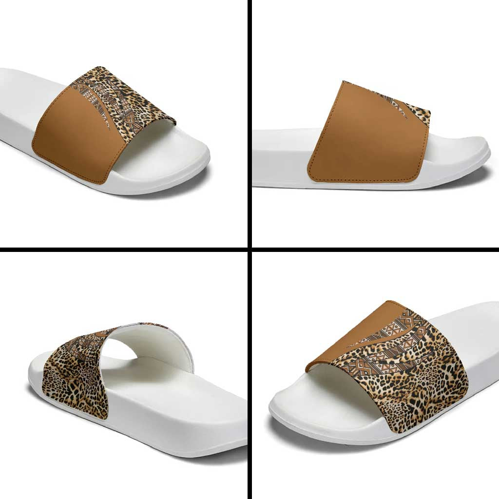 Africa Leopard Mix Native Tribal Pattern Slide Sandals