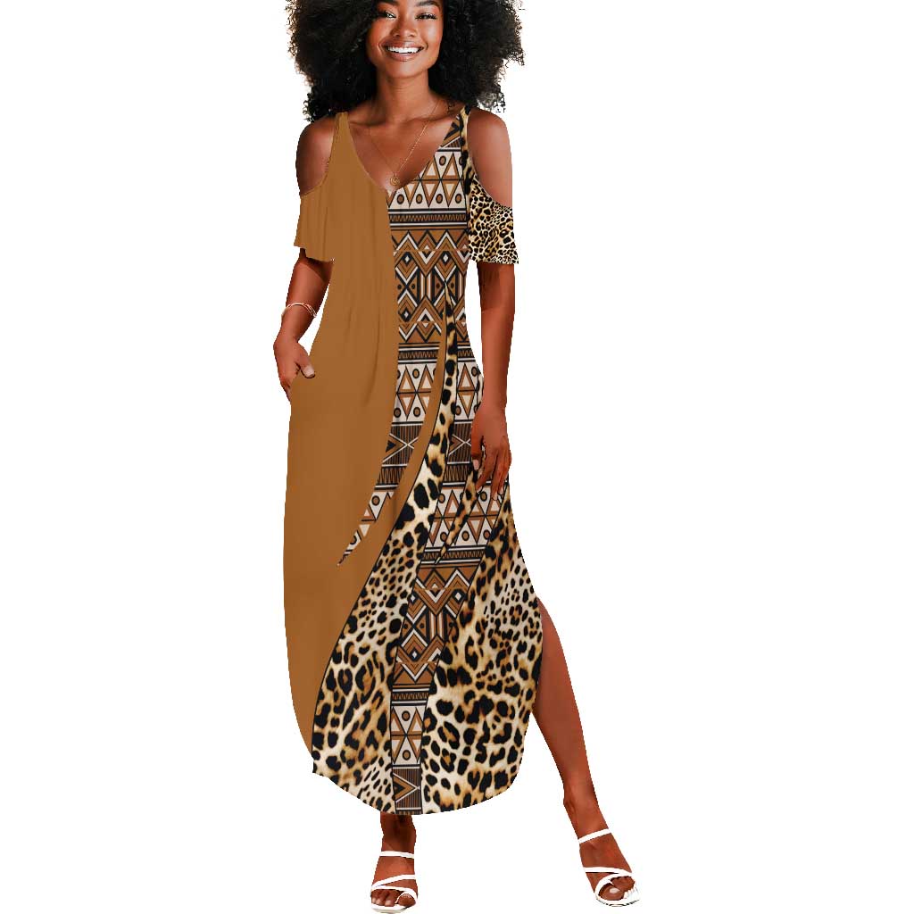 Afro Leopard Mix Native Tribal Pattern Summer Maxi Dress