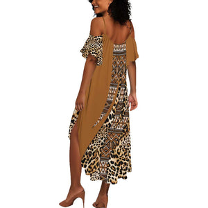 Afro Leopard Mix Native Tribal Pattern Summer Maxi Dress