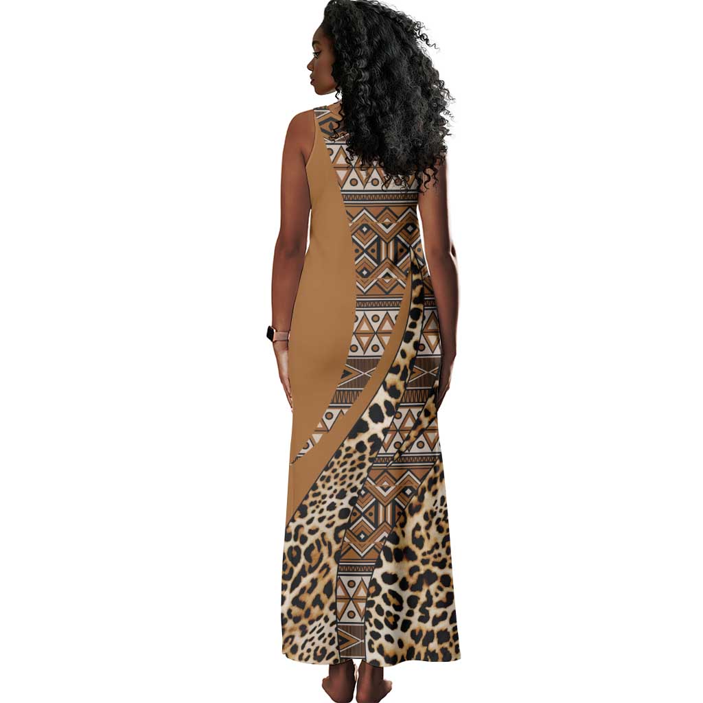Afro Leopard Mix Native Tribal Pattern Tank Maxi Dress