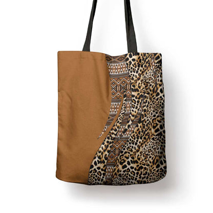 Africa Leopard Mix Native Tribal Pattern Tote Bag