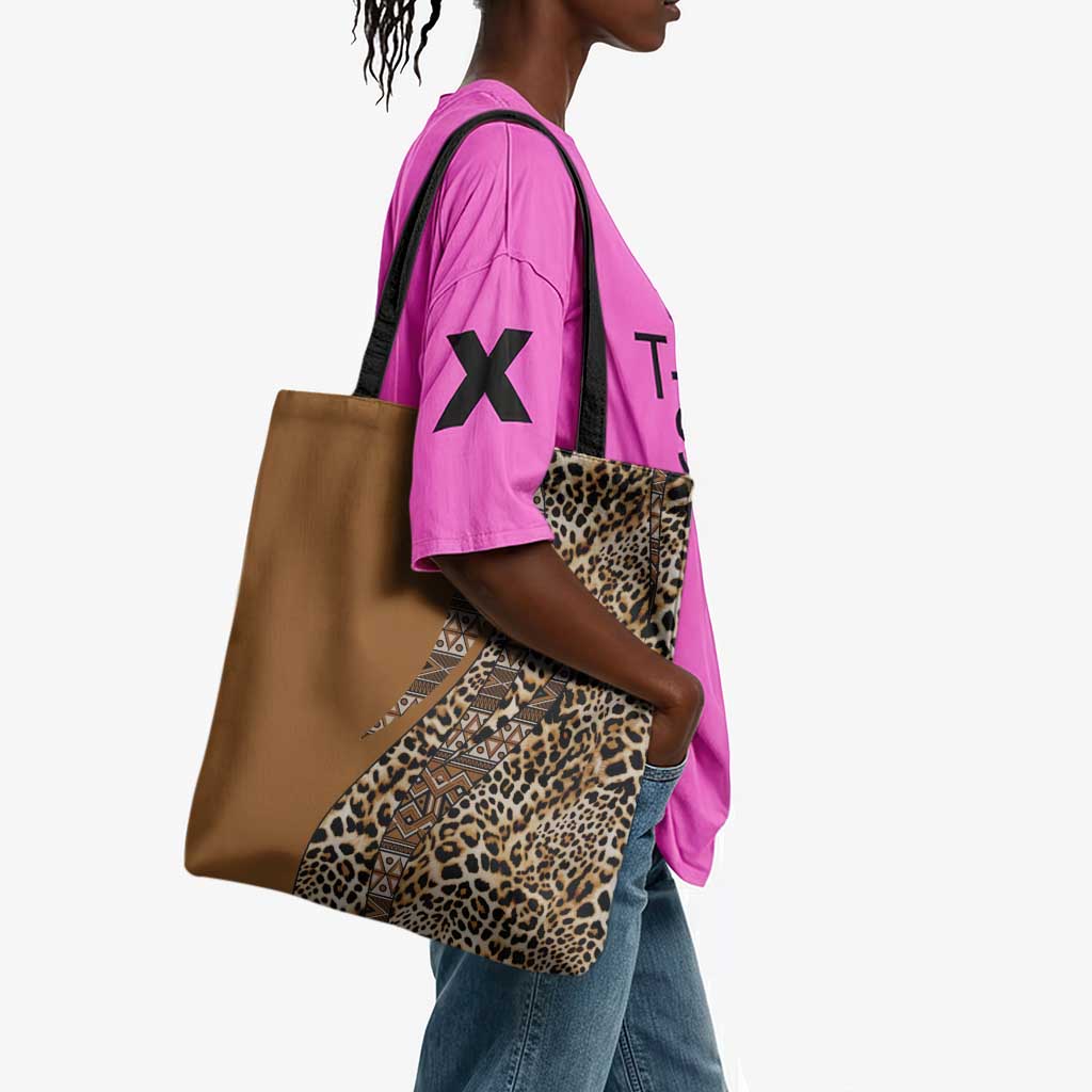 Africa Leopard Mix Native Tribal Pattern Tote Bag