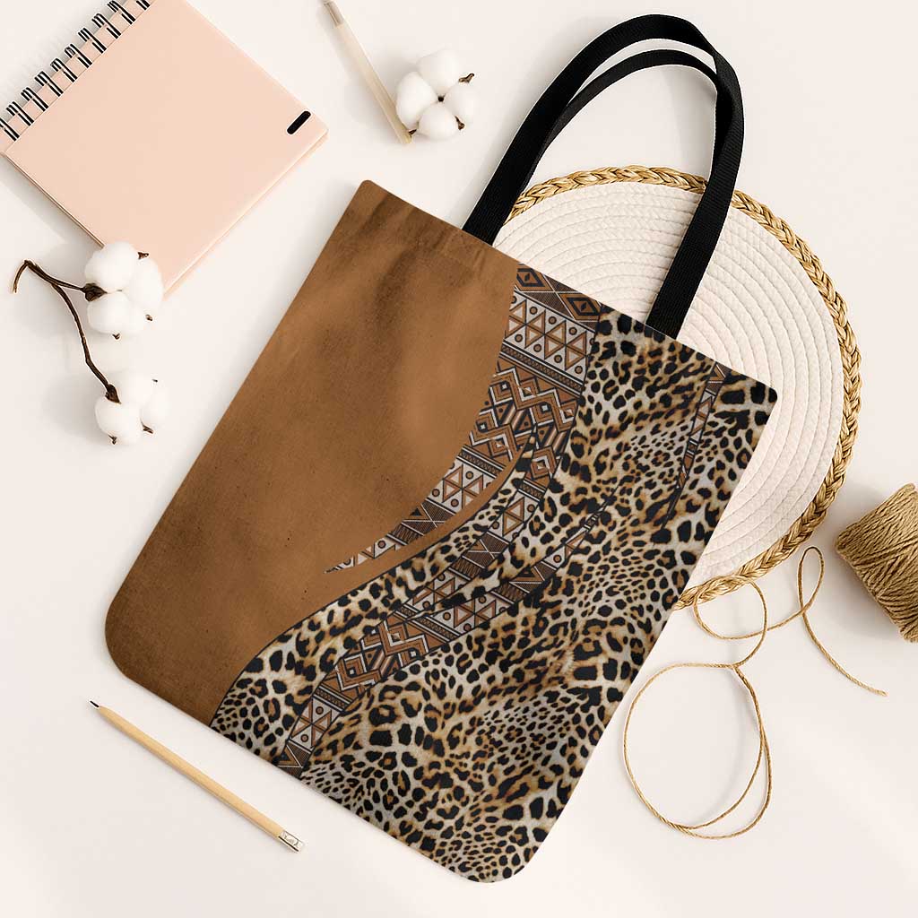 Africa Leopard Mix Native Tribal Pattern Tote Bag