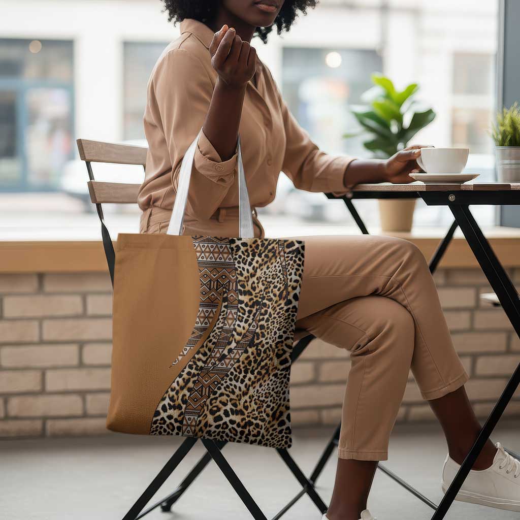 Africa Leopard Mix Native Tribal Pattern Tote Bag
