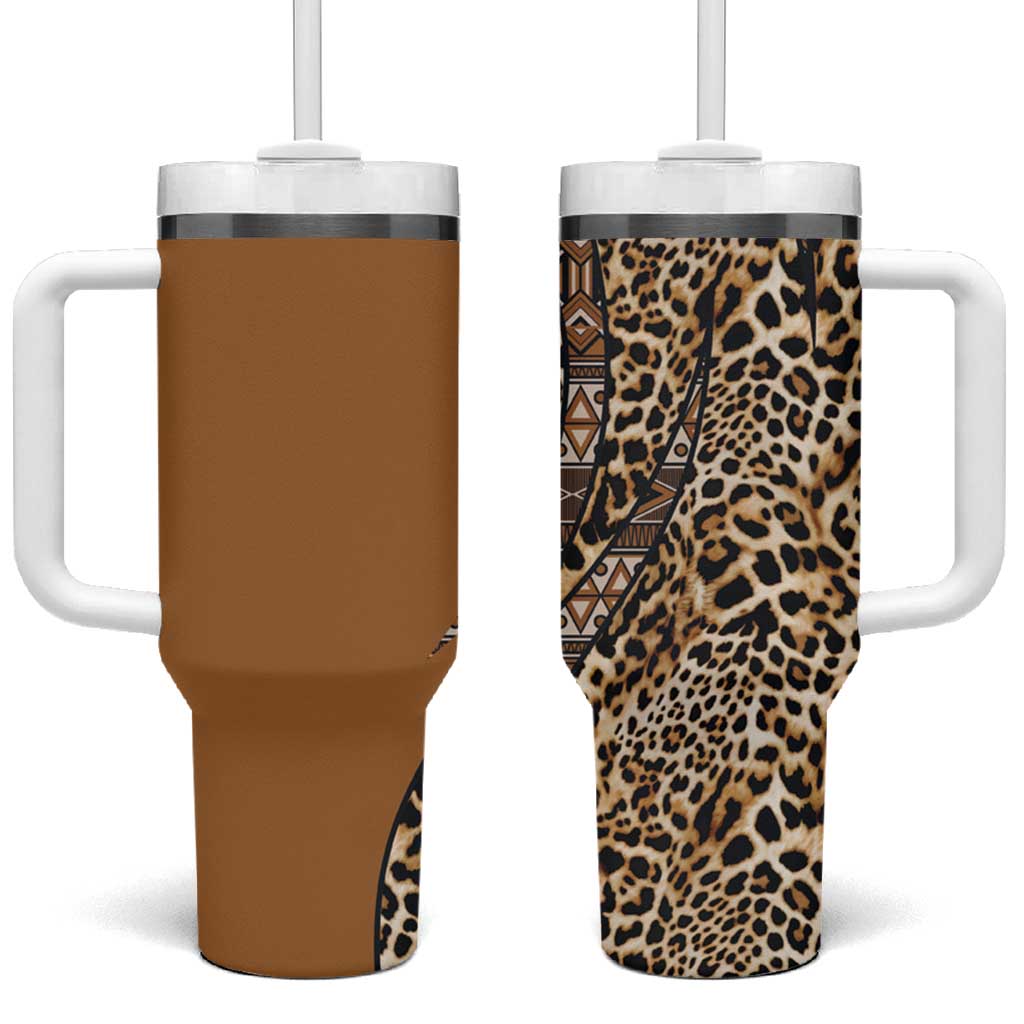 Afro Leopard Mix Native Tribal Pattern Tumbler With Handle