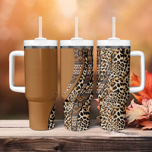 Afro Leopard Mix Native Tribal Pattern Tumbler With Handle