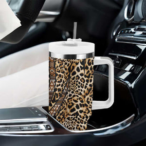 Afro Leopard Mix Native Tribal Pattern Tumbler With Handle