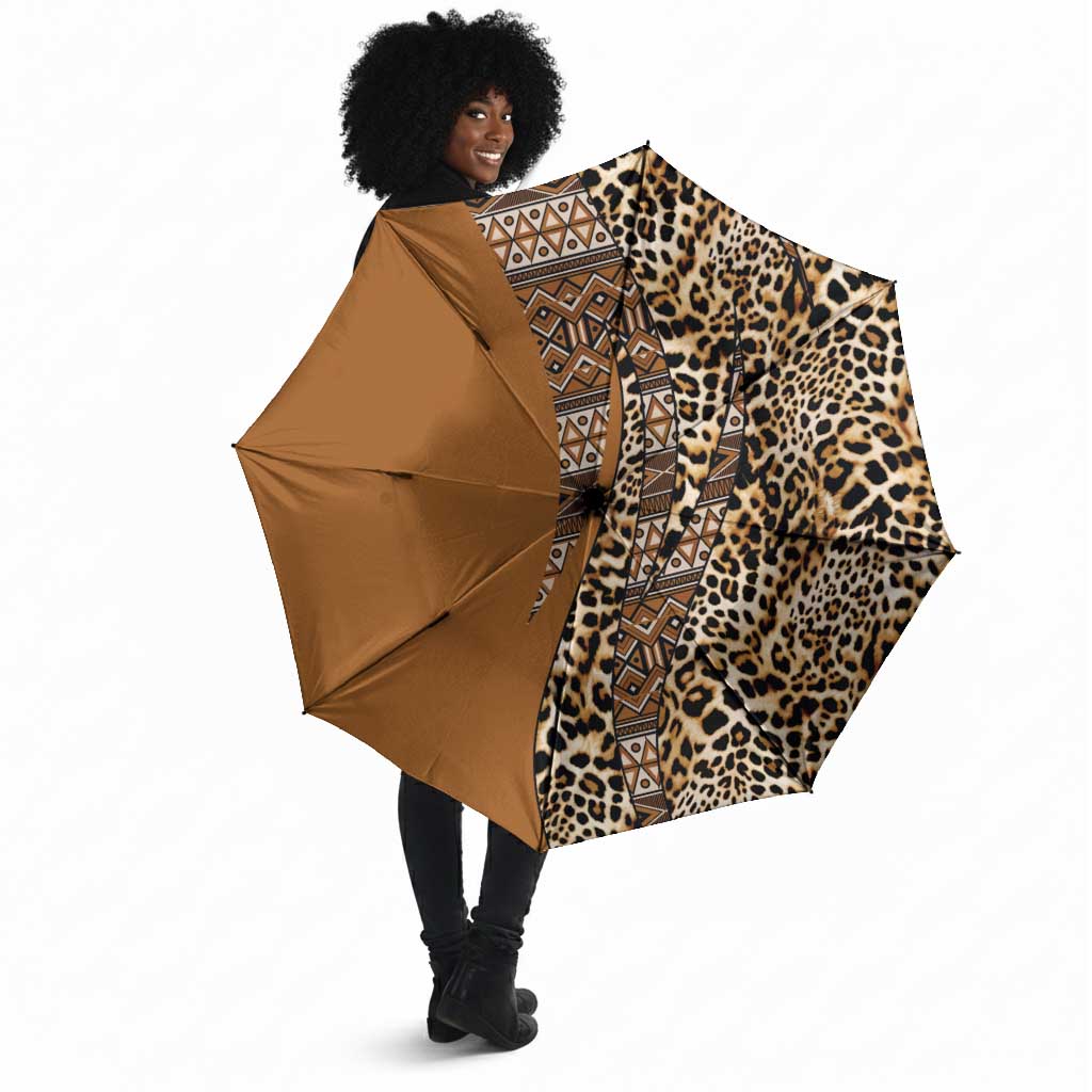 Africa Leopard Mix Native Tribal Pattern Umbrella