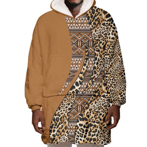 Afro Leopard Mix Native Tribal Pattern Wearable Blanket Hoodie