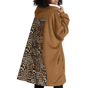 Afro Leopard Mix Native Tribal Pattern Wearable Blanket Hoodie