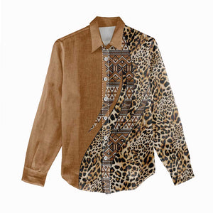 Afro Leopard Mix Native Tribal Pattern Women Casual Shirt