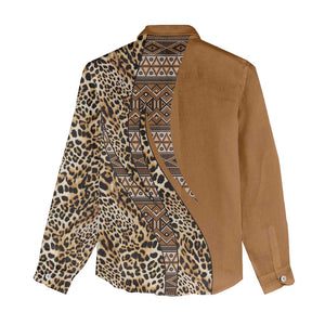 Afro Leopard Mix Native Tribal Pattern Women Casual Shirt