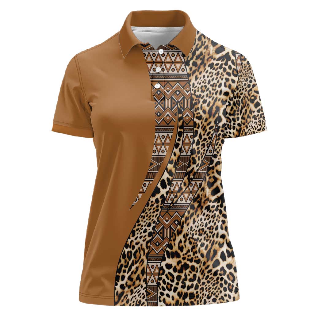 Afro Leopard Mix Native Tribal Pattern Women Polo Shirt