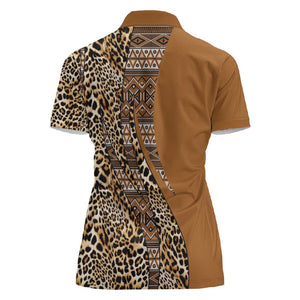 Afro Leopard Mix Native Tribal Pattern Women Polo Shirt