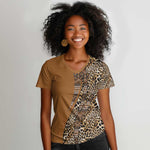 Afro Leopard Mix Native Tribal Pattern Women V-Neck T-Shirt