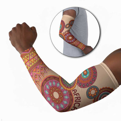 Africa Tribal Traditional Pattern Arm Sleeves Beige Motif