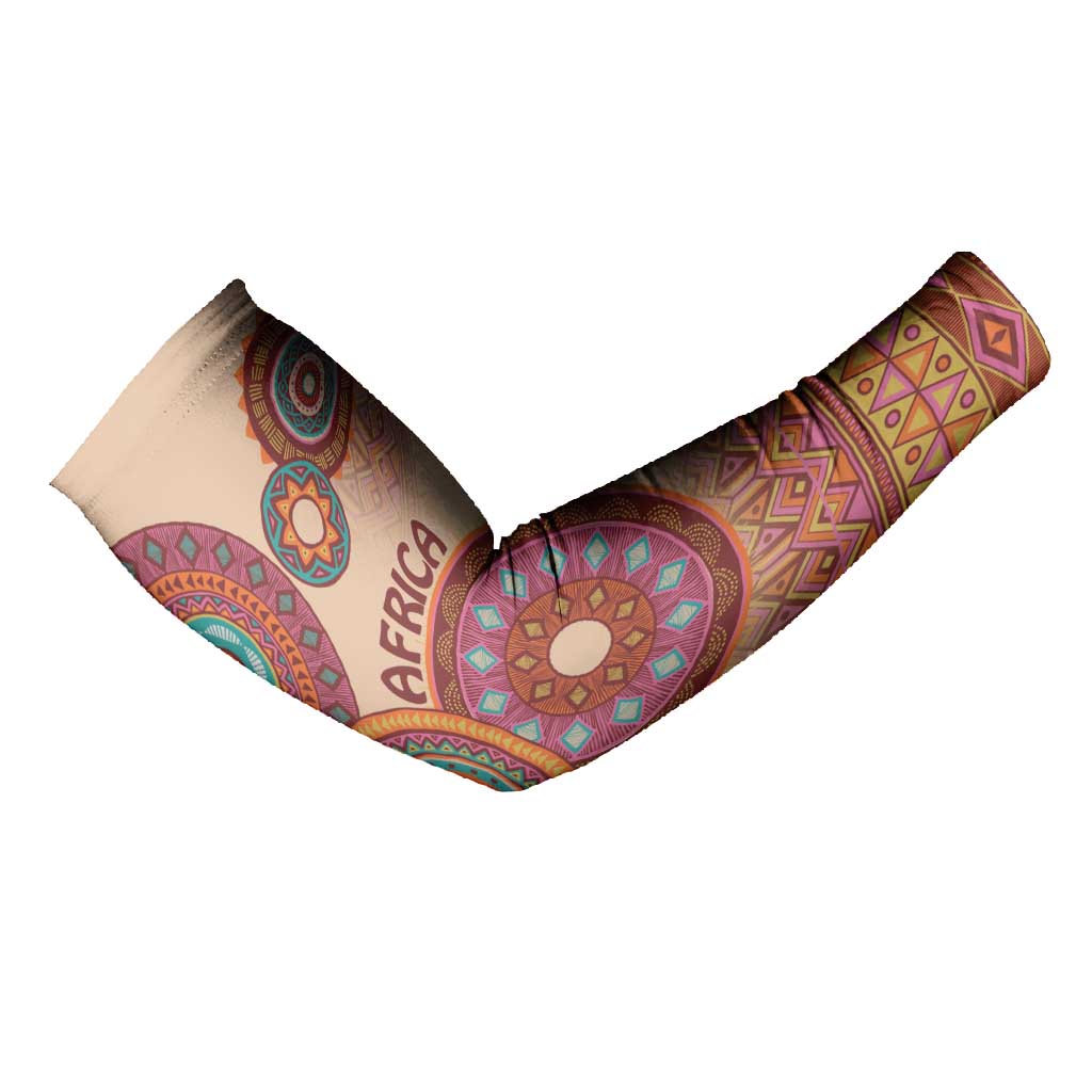 Africa Tribal Traditional Pattern Arm Sleeves Beige Motif