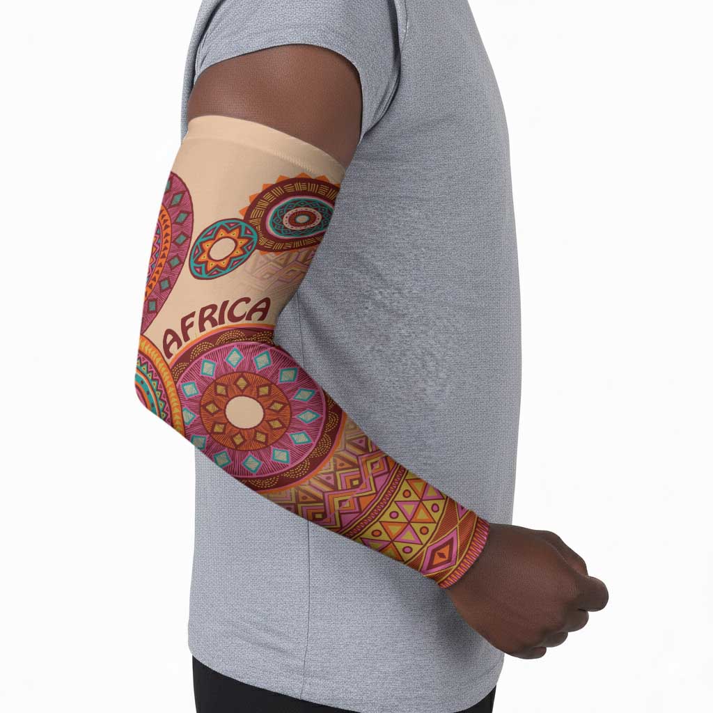 Africa Tribal Traditional Pattern Arm Sleeves Beige Motif