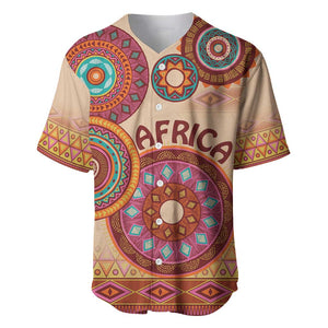 Afro Tribal Traditional Pattern Baseball Jersey Beige Motif