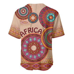 Afro Tribal Traditional Pattern Baseball Jersey Beige Motif