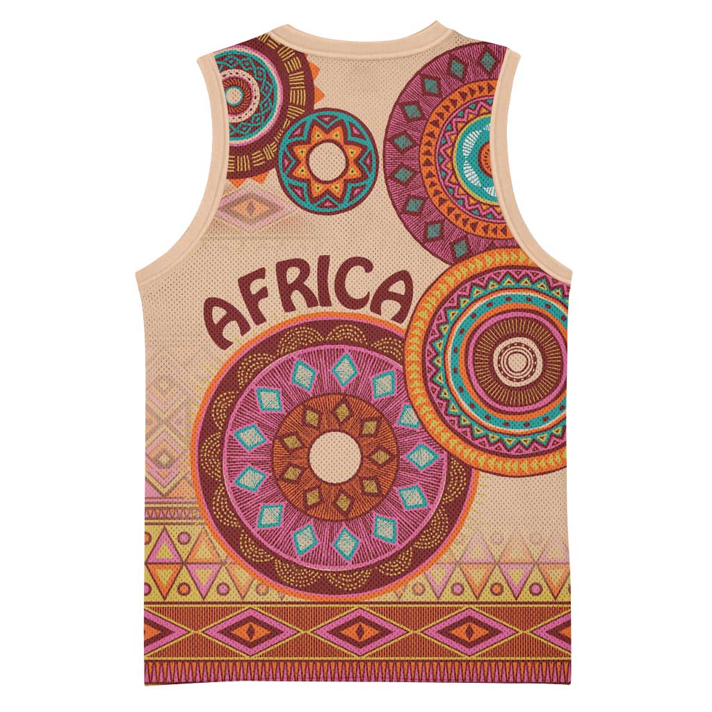 Afro Tribal Traditional Pattern Basketball Jersey Beige Motif LT9