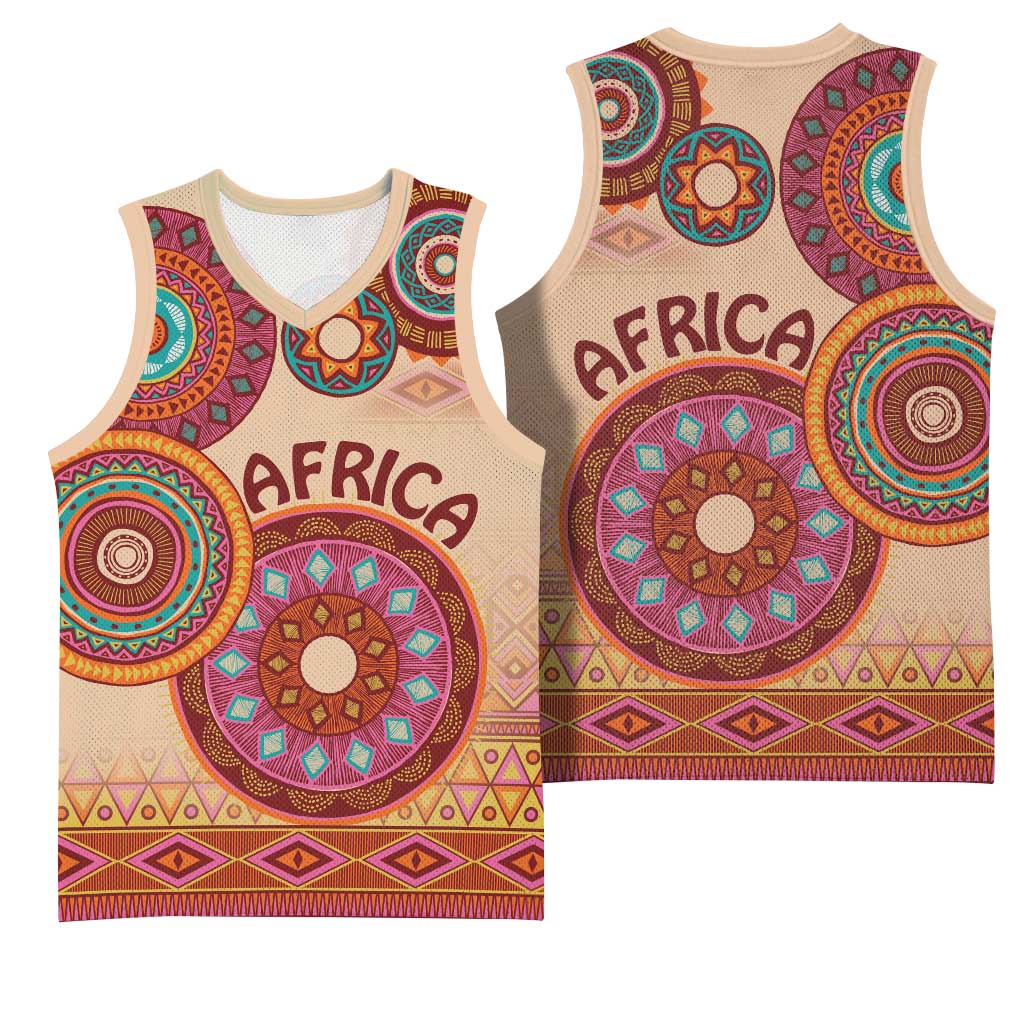 Afro Tribal Traditional Pattern Basketball Jersey Beige Motif LT9