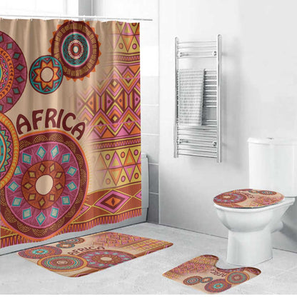 Africa Tribal Traditional Pattern Bathroom Set Beige Motif