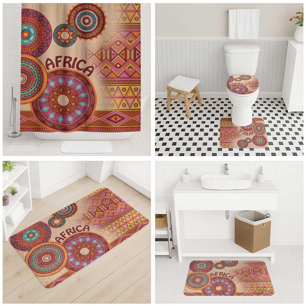 Africa Tribal Traditional Pattern Bathroom Set Beige Motif