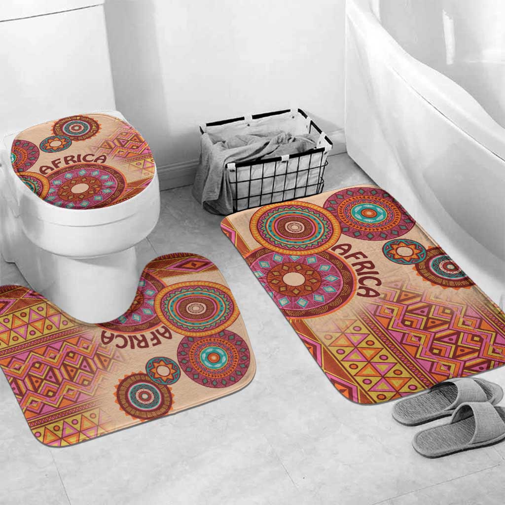 Africa Tribal Traditional Pattern Bathroom Set Beige Motif