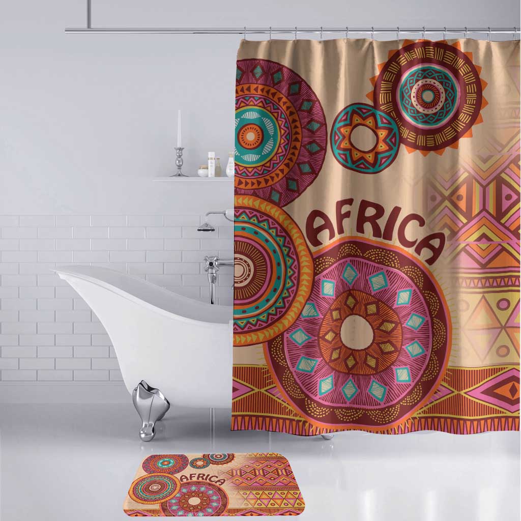 Africa Tribal Traditional Pattern Bathroom Set Beige Motif